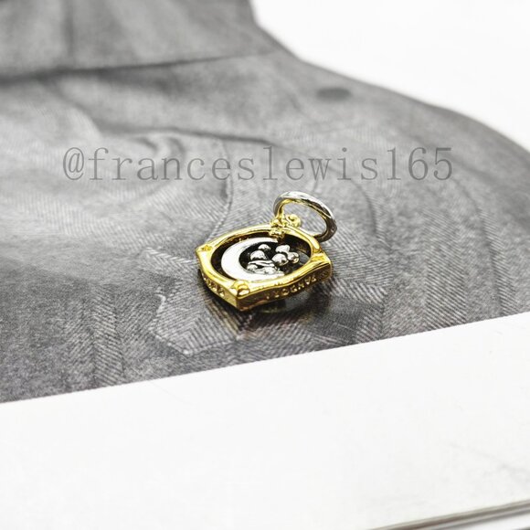 Pandora Mickey Mouse & Minnie Mouse Two-tone Spinning Moon Dangle Charm - Picture 5 of 6